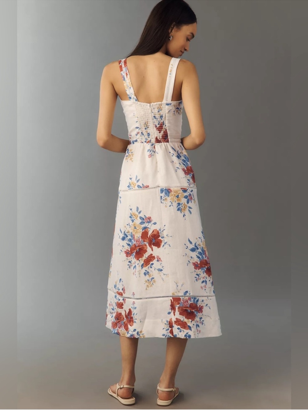 Reformation Everett Linen Midi Dress in Soprano 0 - Picture 5 of 6